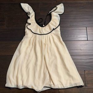 Forever 21 Mini Dress Chiffon Black Cream Open Back Backless F21